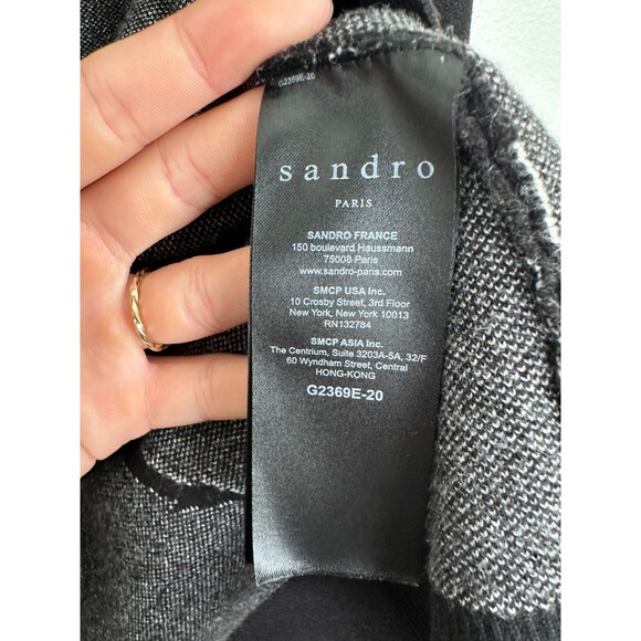 Sandro Juste Lightning Bolt Open Front Blazer Beaded Black Grunge Women's Size 2 - Picture 4 of 10